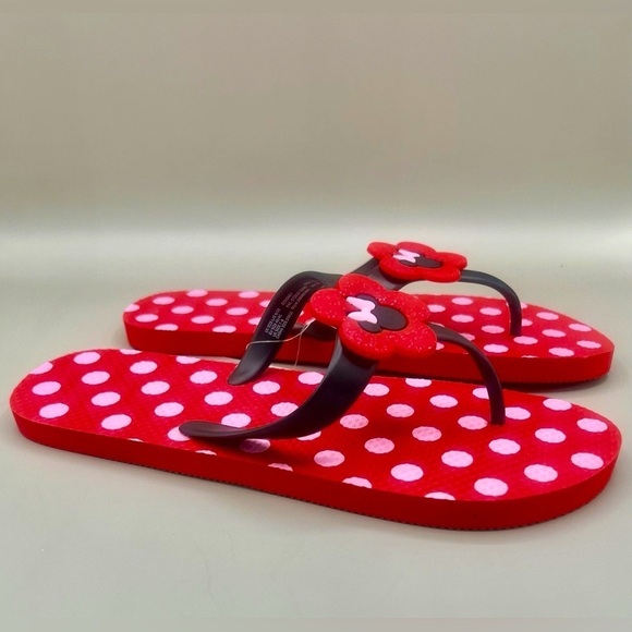 Disney Parks MINNIE MOUSE Flip Flops in Polkadots Women’s Adult Size 5-6 NWT - Picture 3 of 6
